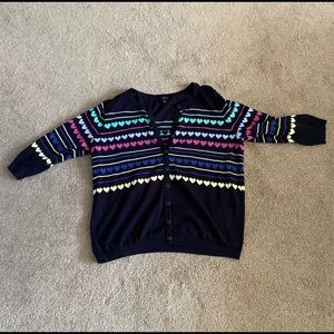 Navy Hearts Cardigan - Talbots - 1x